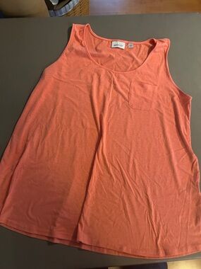 Avenue Coral Scoop Neck Tank with Chest Pocket